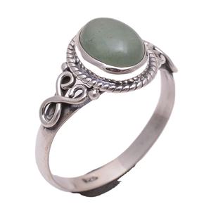 ธรรมชาติ Prehnite แหวนเครื่องประดับอินเดียขายส่งจำนวนมาก925แหวนเงินแฮนด์เมดปรับซัพพลายเออร์เครื่องประดับ - Product Image 1