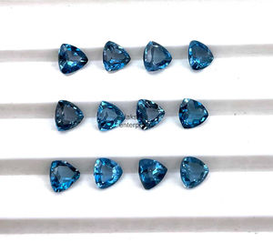 Cuentas de piedra facetada de Topacio Azul de Londres de 5mm, piedras preciosas sueltas de corte trillón, Topacio Natural para la fabricación de joyas por mayorista indio - Product Image 5