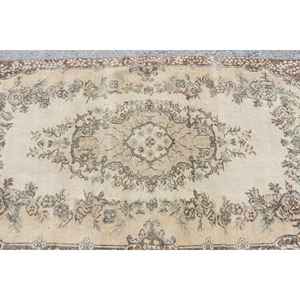 Alfombra Turca Vintage de 3.7x6.7 pies (112x204 cm), Alfombra Ikat Marrón - Product Image 5