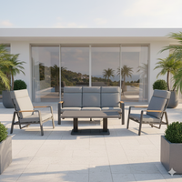 Ensemble de canapés de jardin d'extérieur Mobilier d'extérieur moderne et luxueux avec cadre en aluminium Ensemble de repas de jardin et meubles de patio élégants