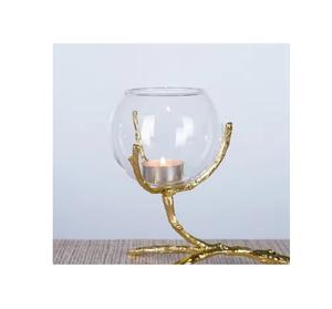 Ensemble de 2 bougeoirs de haute qualité fabriqués en aluminium moulé et support doré pour occasion festive de table de Noël fini rugueux - Product Image 6