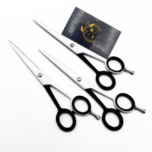 Ciseaux de barbier professionnels en acier inoxydable de qualité supérieure avec poignée en caoutchouc, prise antidérapante, personnalisable, OEM disponible - Product Image 1