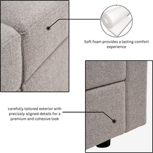 Sofá Cama Moderno de Dos Plazas sin Brazos, Asiento Profundo y Confortable, Tapizado para Sala de Estar, Apartamento, Oficina, Villa, Escuela, Color Personalizable - Product Image 4