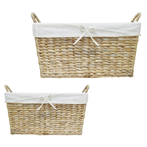 ตะกร้าใส่ของผักตบชวาทำด้วยมือตะกร้าซักผ้าตะกร้าสานด้วยมือพร้อมซับแบบถอดได้ - Product Image 1