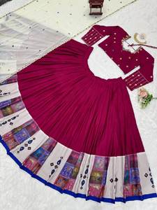 Diseñador moderno bordado Navratri Lehenga Choli para mujeres para fiesta incluyendo Garba Dandiya traje Dupatta venta al por mayor a granel - Product Image 5