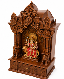 Elegant Handcrafted Maa Durga Wooden Pooja Temple For Home Divine Teak Wood Hindu Pooja <b>Mandir</b> For Luxury Homes Australia - Product Image 4