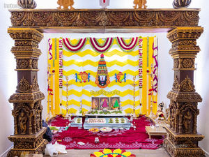 Décor de mariage tamilien FRP Maharani Mandap Marathi cérémonie de mariage Golden Mandap Decor Telugu mariage thème décor Vidhi Mandap - Product Image 4