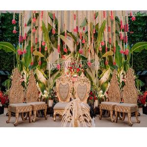 Chaises de mariage traditionnelles en bois Mandap pour cérémonies de mariage hindou en plein air Chaises décoratives en bois Vidhi pour mariages USA - Product Image 1