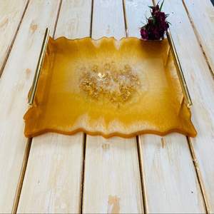 Plateau en résine 100 pièces élégant brillant fait à la main Design Durable couleur personnalisable pour Desserts fruits maison Table à manger Arrangements - Product Image 2