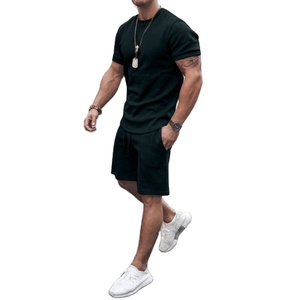 T-shirts ensemble court sweat 2 pièces ensemble t-shirt et short pour homme surdimensionné lavé 100% coton t-shirt pour homme pour homme vente en gros - Product Image 1