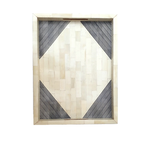 Hermosa bandeja para servir comida hecha a mano, combinación de madre de perla y hueso, arte de incrustaciones, fabricante de Bandejas para servir con incrustaciones indias - Product Image 1