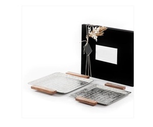 Top vente meilleurs plateaux alimentaires métalliques ensemble de 2 argenterie martelé Dessert plateaux de service avec couvercles en acrylique plateau de différentes tailles - Product Image 4