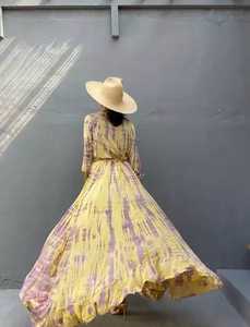 Vestido bohemio con bolsillos para mujer, Rebeca tipo Kimono con abertura frontal para verano - Product Image 3