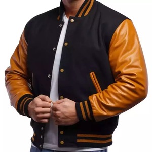 Chaqueta de calle con mangas de cuero para hombre, ropa de calle con manga de cuero, nueva - Product Image 1
