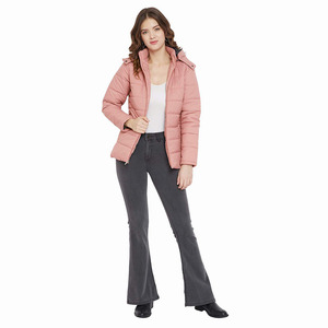 Service OEM Vestes matelassées pour femmes Respirant Rose Couleur Longue Longueur Casual Winter Outwear Capuche Winter Outwear Manteaux - Product Image 5