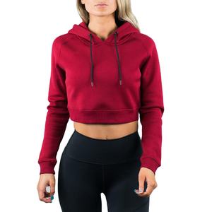 Haut à capuche court en coton pour femmes grande taille, logo personnalisé, prix de gros OEM, haut à capuche court d'hiver grande taille, vente - Product Image 2