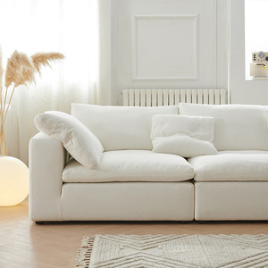 Modern Three Seat Cloud <b>Sofa</b> Living Room <b>Cream</b> Wind Cotton Linen Small Household Can Disassemble Wash Fabric Apartment Mall <b>Sofa</b> - Product Image 4