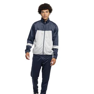 Vente flash - Survêtement de jogging slim fit à fermeture éclair pour homme, coton/polyester, noir uni, survêtement pour homme, ensemble de jogging pas cher pour homme - Product Image 1