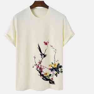 Camiseta de Algodón 100% Gruesa, Lisa, sin Costuras, Cuello Redondo, Estilo Vintage, Ajuste Regular, Camiseta Gruesa Estampada para Hombre - Product Image 6