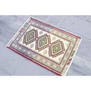 Petit tapis turc, tapis vintage 2x2,8 pieds, tapis en laine verte - Product Image 2