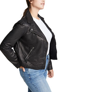 High Quality Customized Blue White <b>Cropped</b> Leather <b>Jacket</b> for Women Breathable Letterman Embroidery Decorations - Product Image 4