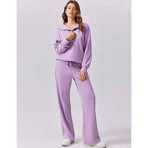 El mejor traje de calentamiento de alta calidad para mujer de talla grande, servicio OEM, forro polar transpirable, patrón sólido, venta al por mayor - Product Image 3