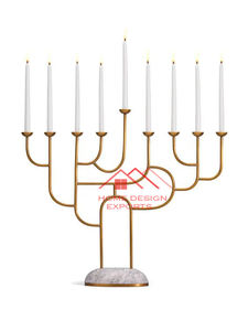 Ménorah en métal fait main pour la décoration de Noël, centre de table de mariage, porte-bougie, décoration de table à domicile - Product Image 5