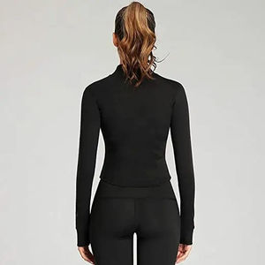 แจ็คเก็ตออกกำลังกายผู้หญิงแบบซิปสั่งทำขายส่ง คุณภาพสูง แห้งเร็ว สำหรับออกกำลังกายและฟิตเนส - Product Image 6