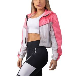 Chaqueta cortavientos impermeable con capucha transpirable para mujer, precio al por mayor, chaqueta ligera personalizada para exteriores con forro de nailon - Product Image 4