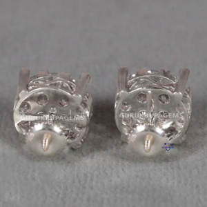 ต่างหูใหม่ที่สวยงามสําหรับผู้หญิงที่ทําจากทองคําขาว 14 kt และการตัดทรงกลมสดใสประดับด้วยเพชรที่ปลูกในห้องปฏิบัติการ - Product Image 4