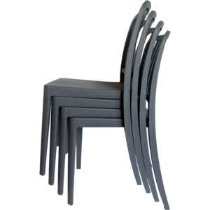 Juego de 4 Sillas de Comedor Modernas de PP con Respaldo Vertical, Apilables, para Uso en Interiores y Exteriores, Múltiples Opciones de Color - Product Image 3