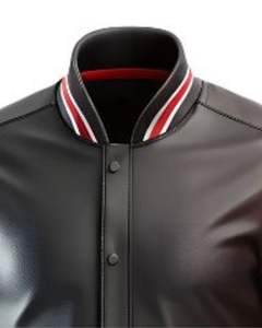Veste bomber de baseball en toile noire et rouge pour hommes, col montant, deux tons, logo personnalisé, OEM, streetwear, vente en gros - Product Image 5