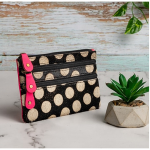 Carteras de poliéster con diseño de estampado de animales para negocios, tarjetero antirrobo con cierre de cremallera de cuero de vaca de longitud corta - Product Image 1