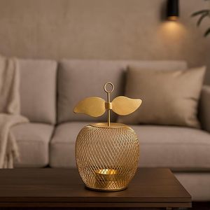 Bougeoir de table de mariage ornements de décoration pot de bougie en forme de pomme en métal unique pour la décoration de la maison d'événements - Product Image 1