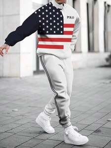 <b>Men's</b> Custom Logo Two-Piece Sportswear <b>Suit</b> Casual <b>Suit</b> Spring Casual Wear Loose 3D Printing - Product Image 5