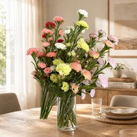 Bouquet de carnations artificielles en soie, arrangement floral fait main longue durée, centre de table pour salon, fournisseur fabricant