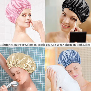 Recién llegado, gorro de seda satinada, gorro de ducha con logotipo estampado personalizado, gorro de dormir nocturno, cubierta para el cabello, gorro de diseñador para mujeres y adultos - Product Image 6