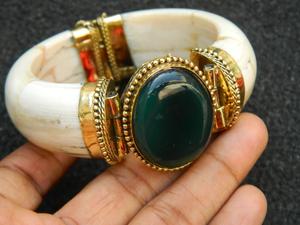 Handcrafted Bone <b>Bracelet</b> Cuff Bangle with Resin Stone Ethnic <b>Boho</b> Style Fashion Jewelry for Women - Product Image 5