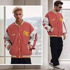 Chaqueta Varsity para hombre, chaqueta de bombardero de béisbol, ropa de calle a prueba de viento Unisex Vintage, abrigos con Patchwork Hipster Utility Tops - Product Image 5