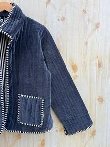 Indian Handmade Reversible <b>Quilted</b> Jacket Unisex Premium Cotton <b>Velvet</b> Coat Stand Button Closure New Winter Collection Perfect - Product Image 2
