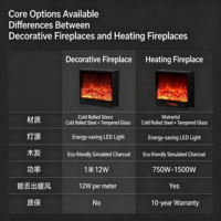 Cheminée électrique 3D intégrée avec flamme LED, décoration d'intérieur, meuble de salon, verre trempé, classe d'efficacité énergétique