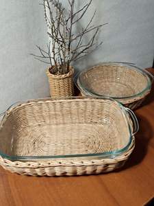 Bandeja de servicio de madera de ratán Natural de alta calidad con tazón de vidrio para vajilla de granja uso en restaurante al por mayor de Vietnam - Product Image 4