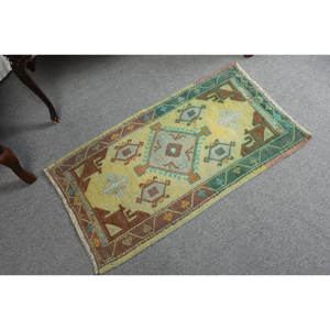 Alfombra de lana marrón amarilla estilo bohemio 1,9X3,3 pies tejido plano turco patrón de retazos de área grande para pasillo adolescente alfombra rectangular para habitación - Product Image 2