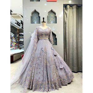 Collection unique des derniers créateurs de mode Lehenga Choli de mariage semi-cousu en filet souple de qualité supérieure pour femme - Product Image 1