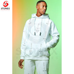 Custom Streetwear Sweatsuit Cotton Hoodie and Sweatpants Set Man Sweatsuit Acid Washed <b>Rhinestone</b> Tracksuit for Men - Product Image 1