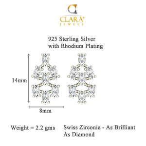 NOVAMART Fine Premium 925 Sterling <b>Silver</b> <b>Stud</b> <b>Earrings</b> for Women Girls Geometric Water Drop Featuring Marquise Princess Cut Wed - Product Image 5