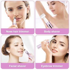 Depiladora Eléctrica 4 en 1 para Mujer, Depilación en Seco y Húmedo sin Dolor para Bikini, Axilas, Piernas, Brazos y Rostro, Cuchilla Doble con Carga USB - Product Image 6