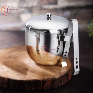 ถังน้ำแข็งสแตนเลสผนังสองชั้นหรูหราดีไซน์เรียบง่ายสีเงินเงาวาวอุปกรณ์เสริมสำหรับบาร์พร้อมโลโก้ที่กำหนดเอง - Product Image 5