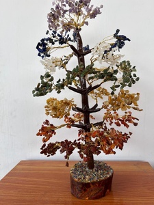 Rais Agate Crystals Seven <b>Chakra</b> Crystal <b>Tree</b> Home Decor Good Luck Multicolor Golden Wire Energy Gujarat - Product Image 2