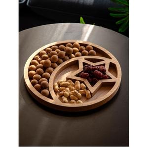 Bandeja de madera de mango con mango de metal Bandeja redonda de madera de acacia de alta exigencia para servir para restaurante y hogar - Product Image 4